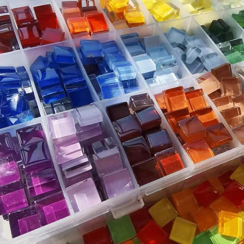 50pcs 1cm Mixed Color Crystal Mosaic Tiles for DIY Crafts, Coasters, and Home Déc