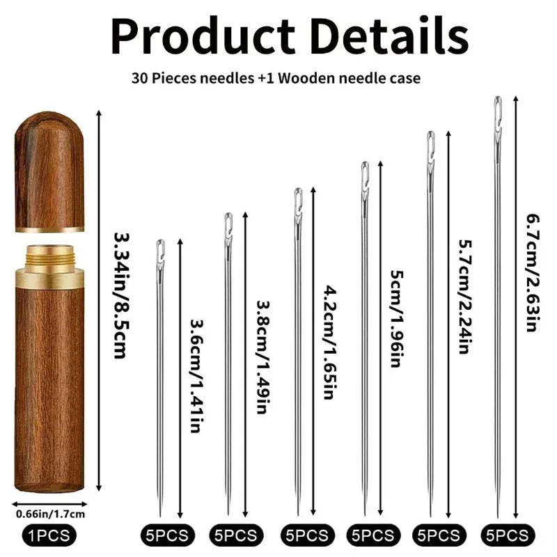 12/30pcs Stainless Steel Side Hole Blind Needles