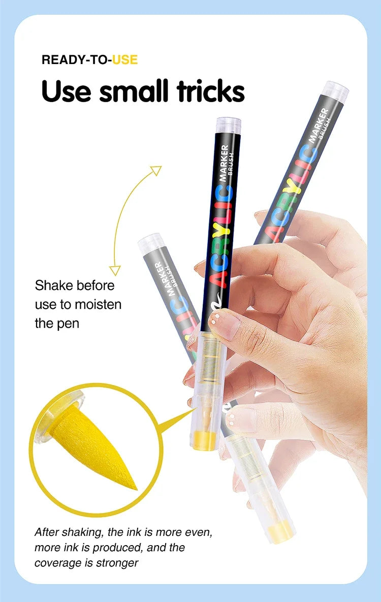 3Pcs White Acrylic Paint Marker Pens