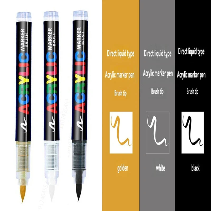 3Pcs White Acrylic Paint Marker Pens