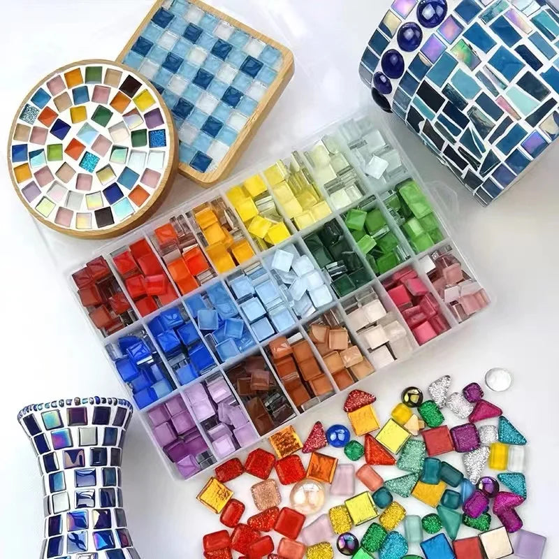 50pcs 1cm Mixed Color Crystal Mosaic Tiles for DIY Crafts, Coasters, and Home Déc