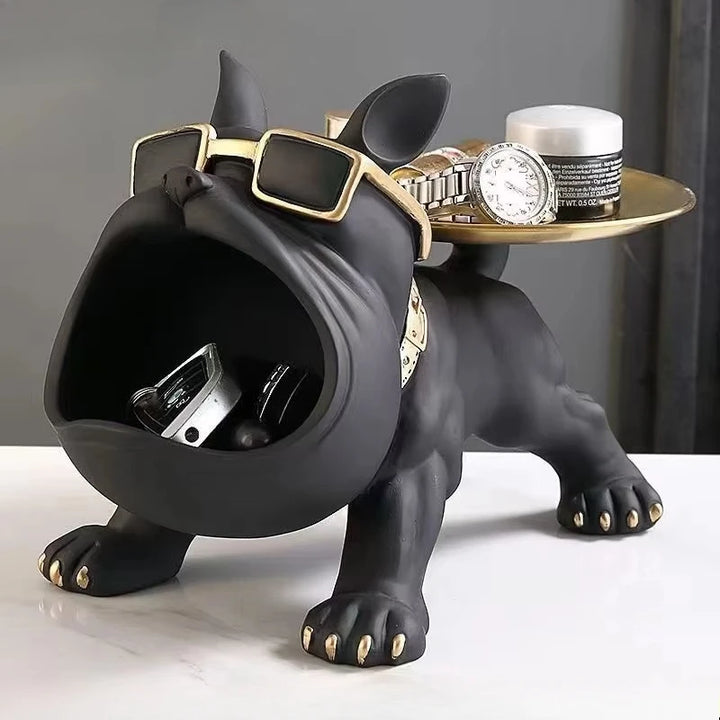 30cm Bulldog Resin Statue with Storage