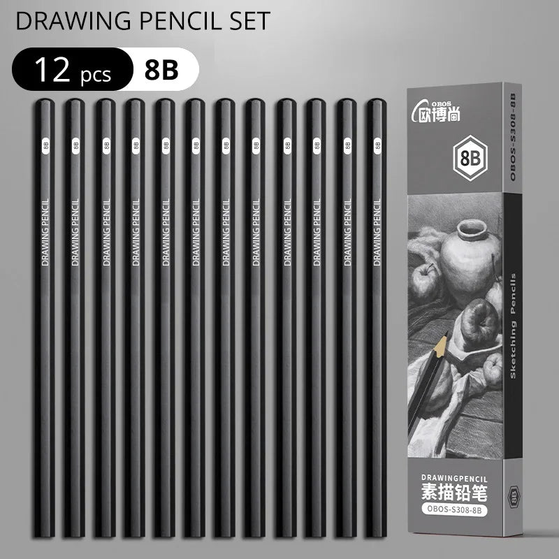 Professional Graphite and Charcoal Pencil Set – 2H to 14B for Drawing and Sketching
