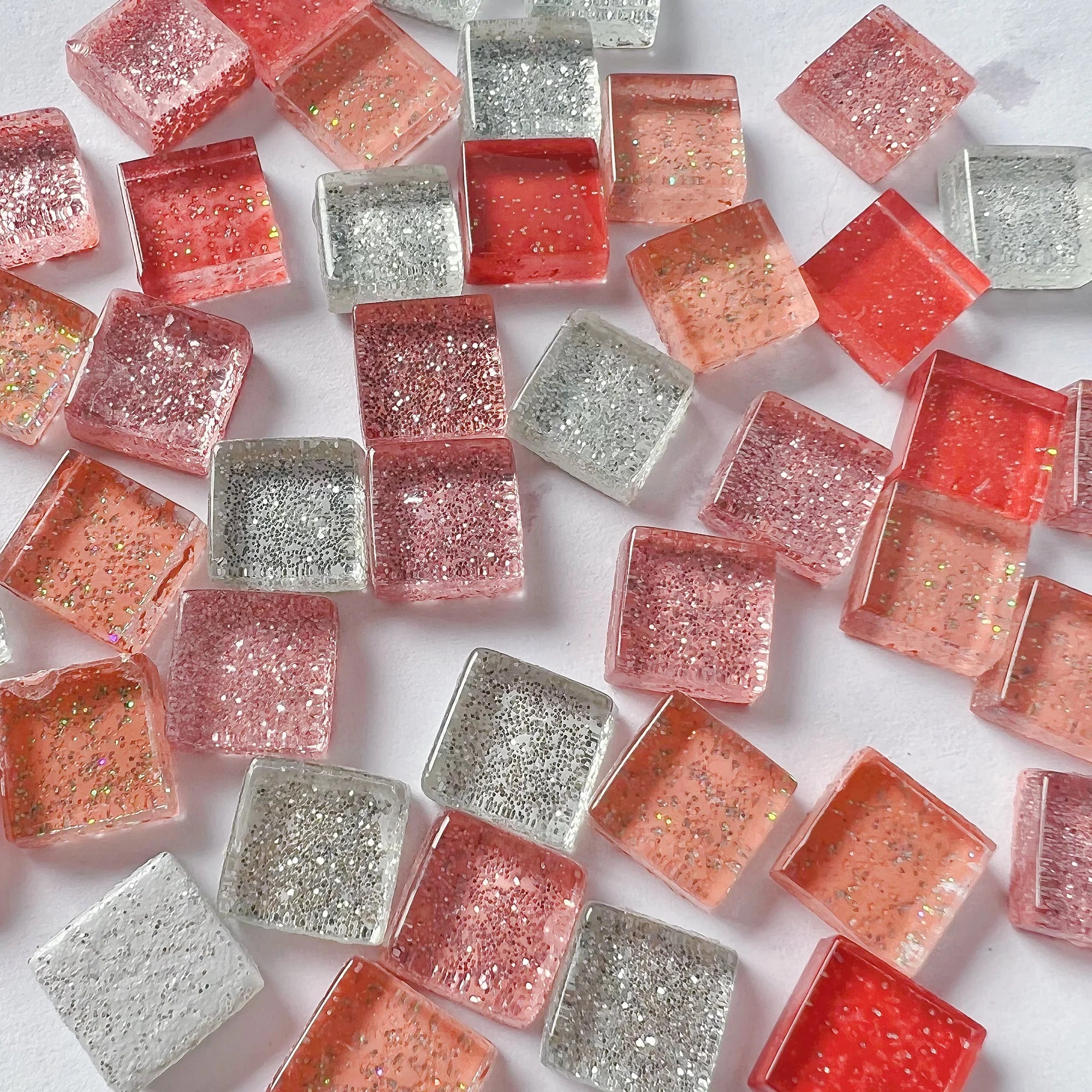 50pcs 1cm Mixed Color Crystal Mosaic Tiles for DIY Crafts, Coasters, and Home Déc
