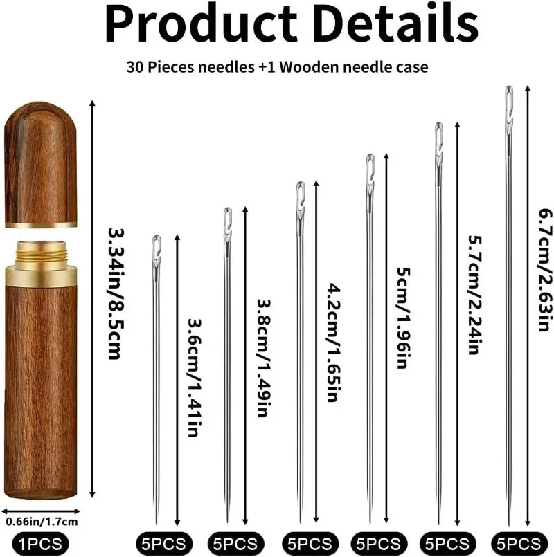 12/30pcs Stainless Steel Side Hole Blind Needles