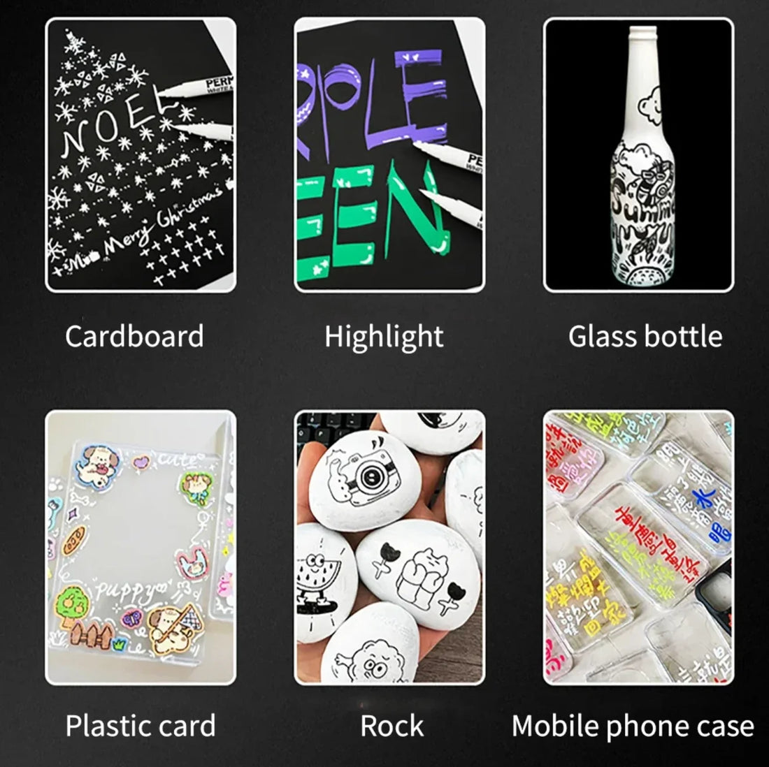 3/6 Pcs White Acrylic Paint Marker Pens for Rock, Stone, Ceramic, Glass, Wood, Fabric, Metal, and Canvas