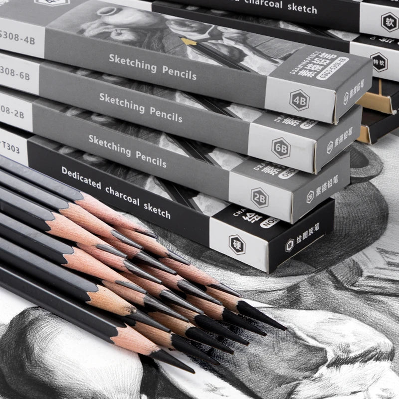 Professional Graphite and Charcoal Pencil Set – 2H to 14B for Drawing and Sketching